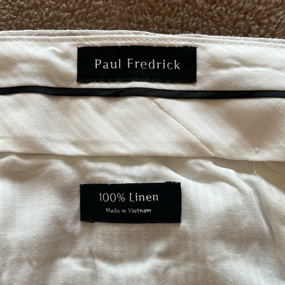 Paul Frederic Pleated Linen Pants Casual  Cream/Tan